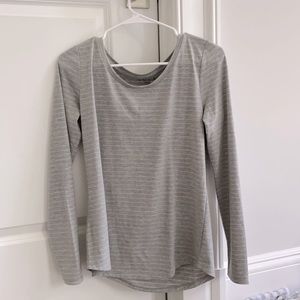 Long sleeve gray top from loft with silver stripes
